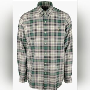 Polo Ralph Lauren Mens Large Classic Fit Green Blue White Plaid Longsleeve Shirt